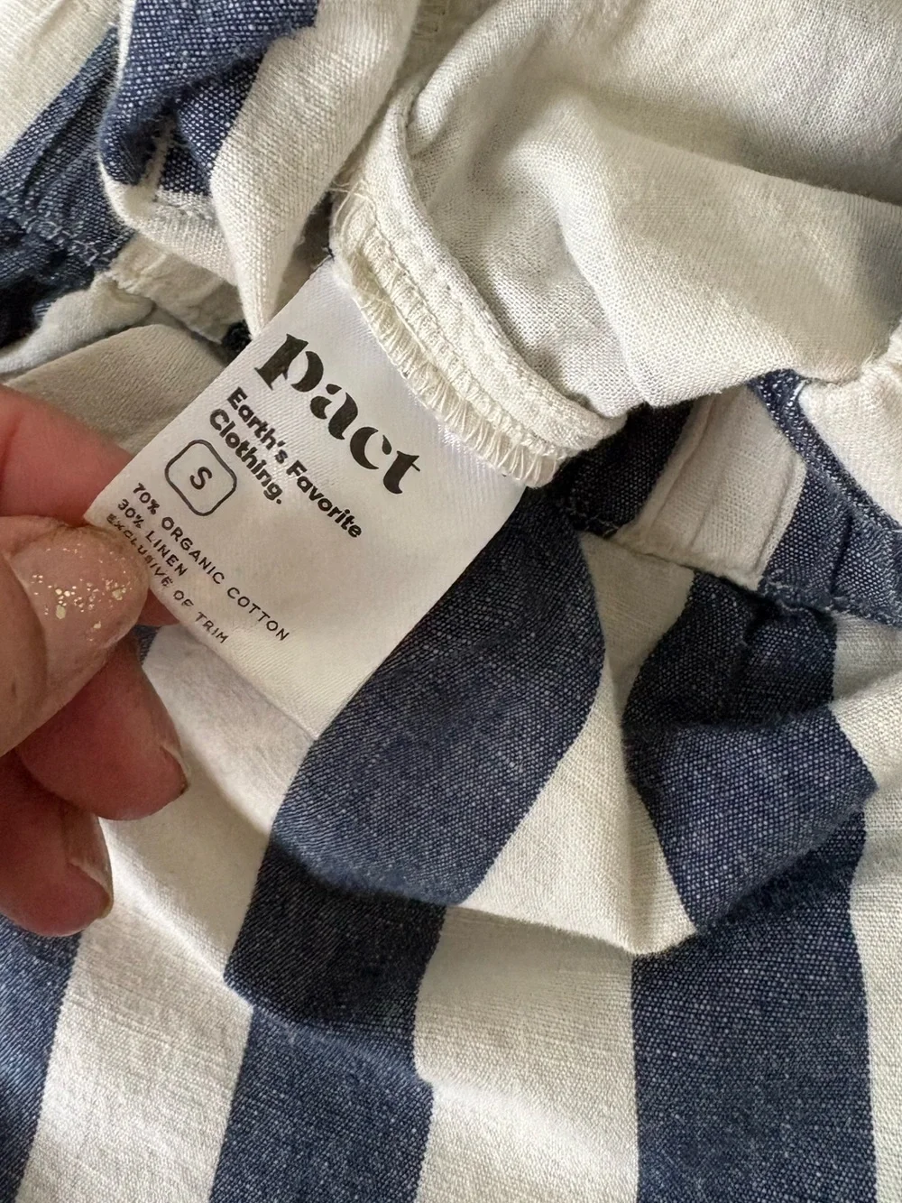 Pact Organic Cotton/Hemp Blend Shorts in the "Mariner Stripe" pattern size small - Picture 6 of 7